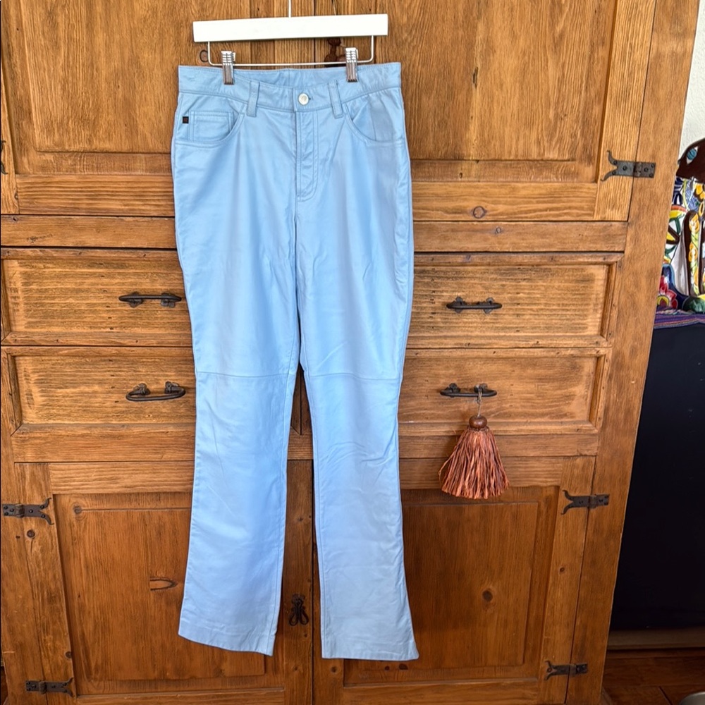 Ralph Lauren Sky Blue Leather Jeans